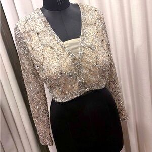 Extremely classy and fancy hand prl sequins blouse crop top for lengha or saree